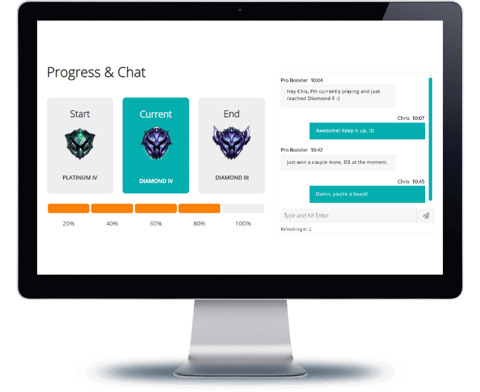 lol boosting chat and progress feature demo